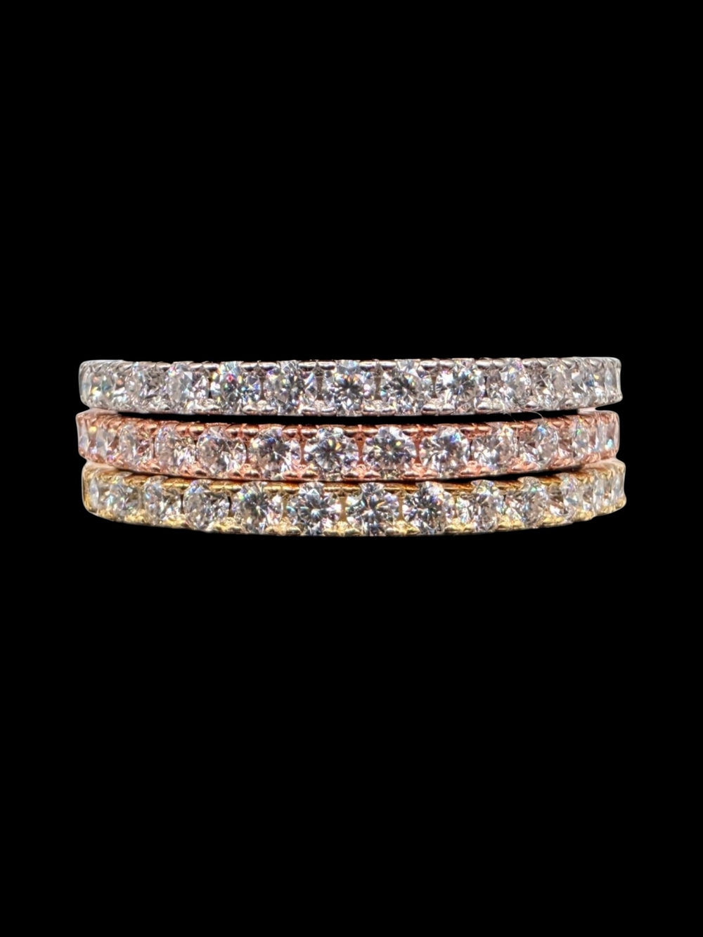 1.28 CTW Moissanite 925 Sterling Silver 3-Pc Eternity Band Ring Stack Set 7